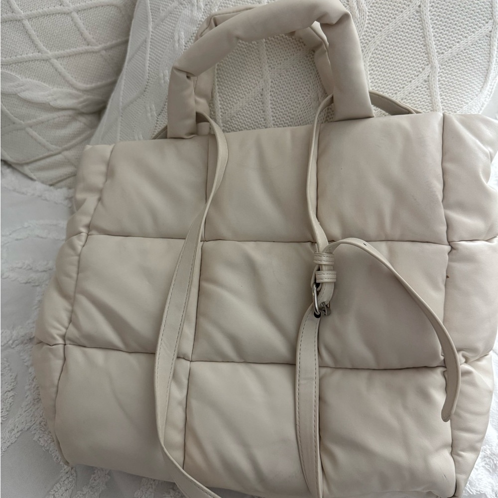 Chic Cream Quilted Tote Bag